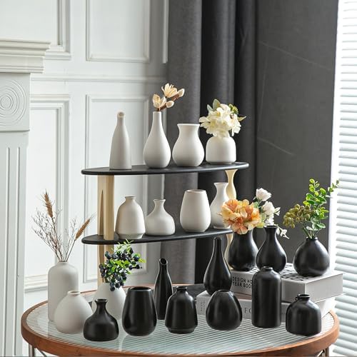 JOJUNO Black Bud Vases, Small Ceramic Vase Set of 11 Modern Home Decor - Image 7