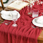 Artoid Mode Boho Red Gauze 6 Pieces Wedding Table Runner, 120 Inch Birthday Fabric Kitchen Dining Holiday Table Decor for Home Party Indoor by ArtoidMode