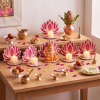 DoubleFill 24 Pack Indian Decorations for Pooja Candle Holder, Lotus by DoubleFill