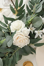 Floroom 6ft Artificial Eucalyptus Garland with Flowers Fake Greenery Faux Floral Vine Garland for Table Decor Wedding Centerpieces Bridal Shower Party Decorations, Ivory White - Image 6