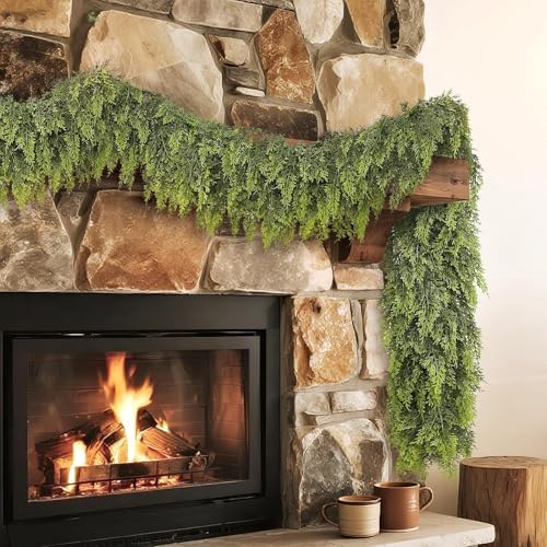 Lifelike Touch Artificial Cedar Garland for Christmas Decor(9 FT,2 PCS) - Image 6