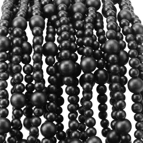 48Ft Christmas Wood Bead Garland Rustic Holiday Decor for Tree (Black) by Unknown