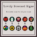 Monjita Welcome Sign for Front Porch Standing, Interchangeable Wooden Sign with 5 Designed Double-Sided Icons for Front Door, All Seasonal Farmhouse Rustic Modern Porch Decor for Fall Harvest - Image 3