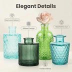 32 PCS Assorted Vintage Bud Vases, Colorful Glass Small Vases Bulk, for Centerpieces, Wedding Table Decor, Home Decorations & Gifts (Green Series) - Image 2