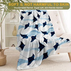 Cute Stingray Fleece Blanket - Lightweight Soft Cozy Gifts Throw for Marine Life Lovers, Kids,Women,Manta Ray Blankets,Elegant Ocean-Inspired Design,Home Room Modern Decor 60x80in - Image 2