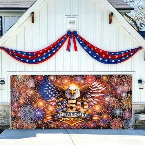 7 * 16FT Eagle flag God Bless The USA Garage Door Cover Decorations Independence Day Garage Door Banner for Outdoor Indoor Patriot Party Photography Backdrop - Image 7