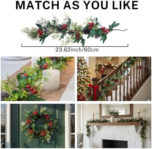 MOYEE Christmas Candle Holder Wreath Single 14 inch, Christmas Candle Ring - Image 5
