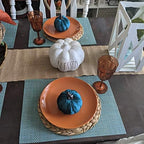 13.8'' Round Woven Placemats Set of 4 Plate Chargers, Heat Resistant Non-Slip Water Hyacinth Weave Place Mats Farmhouse Straw Braided Rattan Tablemats Wicker Placemats for Table Decoration - Image 5