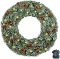 VINGLI 36Inch Frosted Christmas Wreath with 70 LED Lights, Battery Operated by VINGLI