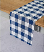 Solino Home 100% Pure Linen Table Runner, 14 x 120 in, Blue and White Check - Image 2