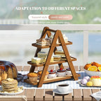 3 Tier Serving Tray Cupcake Stand and Towers Serving Tray for Party Food Tray Farmhouse Serving Platter Decorative Tray Decor Dessert Display Set Tiered Tray Stand (Brown) - Image 5
