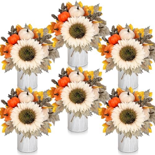 Fall Decor Flower Table Centerpieces, Set of 6 Pre-Made by DIYDOFUN