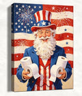 Funny Patriotic Uncle Sam Canvas Wall Art 4th of July USA Flag Fireworks Oil Painting Humorous Toilet Paper American Flag Wall Decor Independence Day Bathroom Home Decor 16x24in by HomeifHue