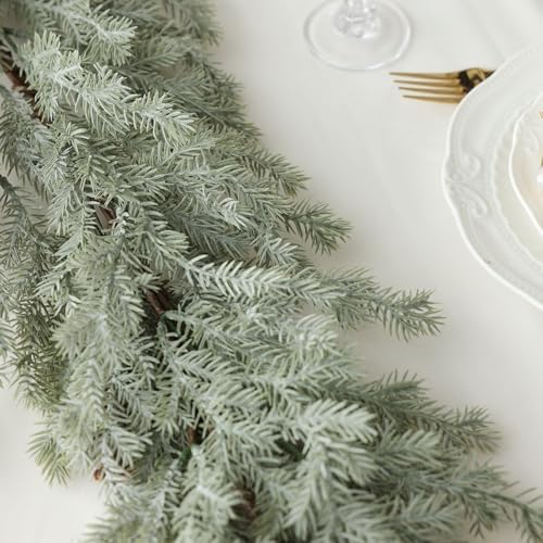 MIZII Christmas Garlands 6 Feet Artificial Pine Garland with Pinecone Real Touch Pines Vine Greenery Garland Christmas Decorations for Xmas Fireplace Mantle Home Decor Indoor Outdoor (White Pine) - Image 6