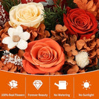 Lewondr Preserved Flowers Bouquet, Orange Rose Forever Flowers for Delivery - Image 4