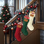 Personalized Christmas Stockings, Custom Engraving Christmas Stockings 5 Pack with Names, 18” Large Knitted Xmas Stocking for Family Kids, Fireplace Hanging Holiday Christmas Party Decoration - Image 5