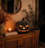 Halloween Decor - Handmade Terracotta Pumpkin Jack O' Lantern (Medium) - Image 4