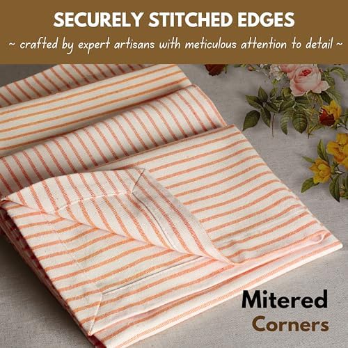 Native Fab Cloth Napkins 18x18 inches, 100% Cotton Vintage Stripped Dinner Napkins, Set of 12, Soft Breathable Absorbent, Machine Washable Cloth Napkins, Orange Beige - Image 2