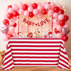 Fanqisi 2 Packs Red and White Striped Tablecloth 57 x 120 Inch Rectangle Waterproof Table Cloth for Birthday Picnic Summer Outdoor Themed Party Table Decoration - Image 4