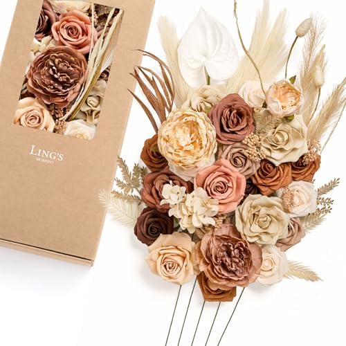 Ling's moment Artificial Wedding Fall Flowers Deluxe Combo, Boho & Sepia by LingsMoment
