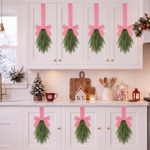 Pink Teardrop Swag 6 Pcs Christmas Cabinets Chair Ornament - Image 4