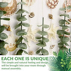 Bathroom Wall Decor Artificial Eucalyptus Boho Bedroom Decor Fake Eucalyptus Plants Leaves with Seashell on Stick Coastal Decor Natural Home Decorations for Living Room Nursery Kitchen - Image 4