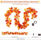 Fall Garland with Lights Battery Operated,10FT 50 Orange Bulbs Lighted Fall Leaves Garland,Fall Decorations for Home Thanksgiving,Mantel,Fireplace,Porch,Halloween,Table Decor Indoor Outdoor(1 Pack) - Image 3