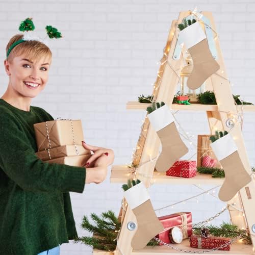 18" Burlap Christmas Stockings for Holiday Decor Plain,Pack 9 - Image 5