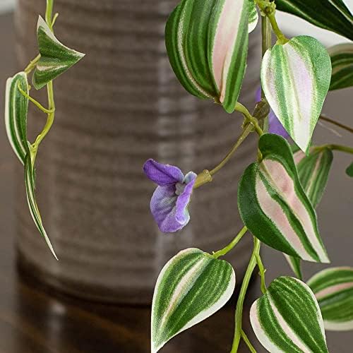 Factory Direct Craft Artificial Wandering Jew Bush with Blooms A Fake Vine Houseplant that Requires No Care (Size: 26" L) - Image 3