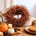 26in Large Artificial Autumn Eucalyptus Wreath (Fall Orange) - Image 5
