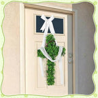 Zeyune Large He is Risen Cross Wreath Green Faux Plant Wooden Design Foldable Easter Door Wreath Decoration for Front Door Christian Faith Hanging for Spring Home Porch Farmhouse - Image 2