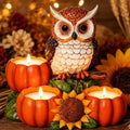 Fall Owl Candle Holder with 3 Pumpkin Tealight Holders by YHSOLAR
