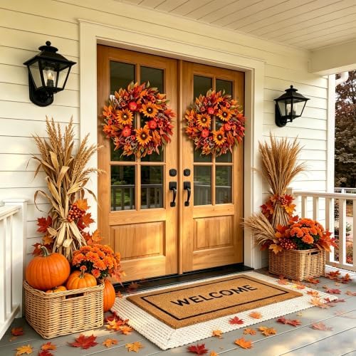 Harvest Fall Wreaths for Front Door - Farmhouse Thanksgiving Wreath Decor - Image 5