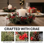 MOYEE Christmas Candle Holder Wreath Single 14 inch, Christmas Candle Ring - Image 2