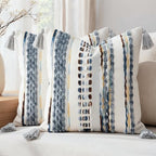NUYECY Boho Throw Pillow Covers 18x18 Aesthetic Neutral Boucle Couch Pillow Cover Rainbow Striped Decorative Accent Pillow Case for Couch Bed Sofa Farmhouse,Modern Funky,Set of 2 Brown-Grey - Image 2