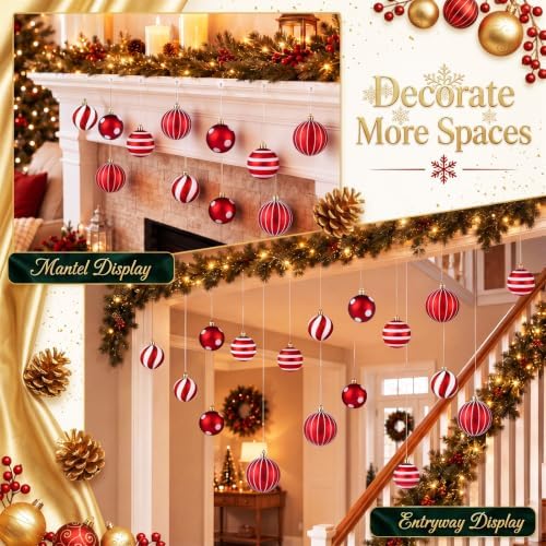 Thenshop 18 Pcs Christmas Window Decorations Xmas Hanging Ball Ornament Kit - Image 3