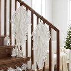2 Pcs 28'' White Christmas Pine Door Swag, Snowy Norfolk Teardrop Swag - Image 6