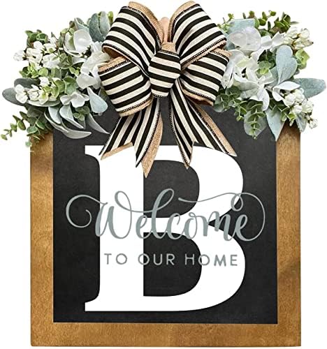 16'' Personalized Last Name Welcome Sign, Door Wreaths for Front Door Outside, Spring Wreath for Front Door Decor, Farmhouse New Home Gifts for Home (B) by Jxueych