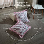 CPC Pink Sapphire Ruffle Throw Pillow Covers for Couch, 18x18 Inch Cotton Stripe Ruffle Couch Pillows for Living Room, Hidden 14 Inch Zipper Boho Pillow Case or Cute Outdoor Pillows - Image 3