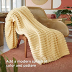 Bedsure Soft Twin Blanket for Bed Decor Gifts Custard Yellow 60"x80" - Image 3