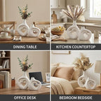 Cream White Ceramic Heart Shaped Vases Set of 2 - Image 4