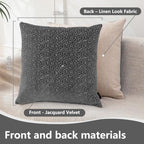 FIFU 22x22 Inch Throw Pillow Covers Set of 2, Jacquard Velvet, Dark Grey - Image 3