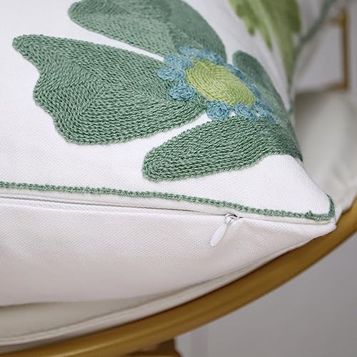 Pack of 2 Embroidered Decorative Throw Pillow Cover 18x18 Inch Farmhouse Floral Pillowcase for Living Room Sofa Bed (Grass Flower) - Image 7