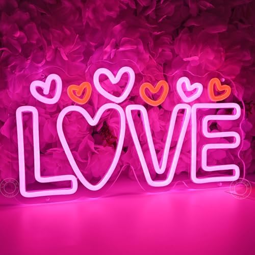 SYLHOME Led Neon Light Sign Love Heart Bedroom Valentines Day Decor Gift - Image 2