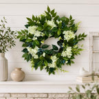 Svndlyn 22 Inch Lighted White Hydrangea Wreath with Timer, 2 Light Modes - Image 6