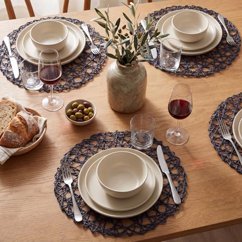 Threehoney Paper Braided Round Placemats, Set of 24, Blue, 13 in - Image 5