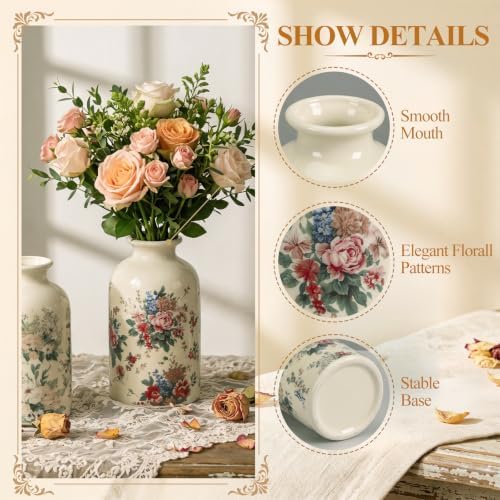 6 Pcs Ceramic Small Vintage Vase Rustic Farmhouse Vase Set - Image 3