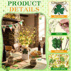 Tioncy 2 Sets St. Patrick's Day Table Centerpieces Artificial Berry Stems Shamrock Flower Pick with Metal Vase and String Light Rustic Farmhouse Irish St Patrick's Day Decorations for Home Office Desk - Image 3