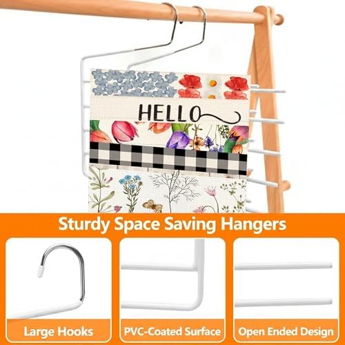5 Pack 5-Tier Garden Flag Hangers, Garden Flag Storage Heavy Duty Multi Layers Space Saving, Organizer Holder, Non-Slip Open-Ended Design for Garden Flags, Pants, Jeans, Ties & More (White) - Image 3