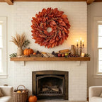 Large Artificial Magnolia Leaves Fall Wreath for Front Door Outside Decor - Image 3